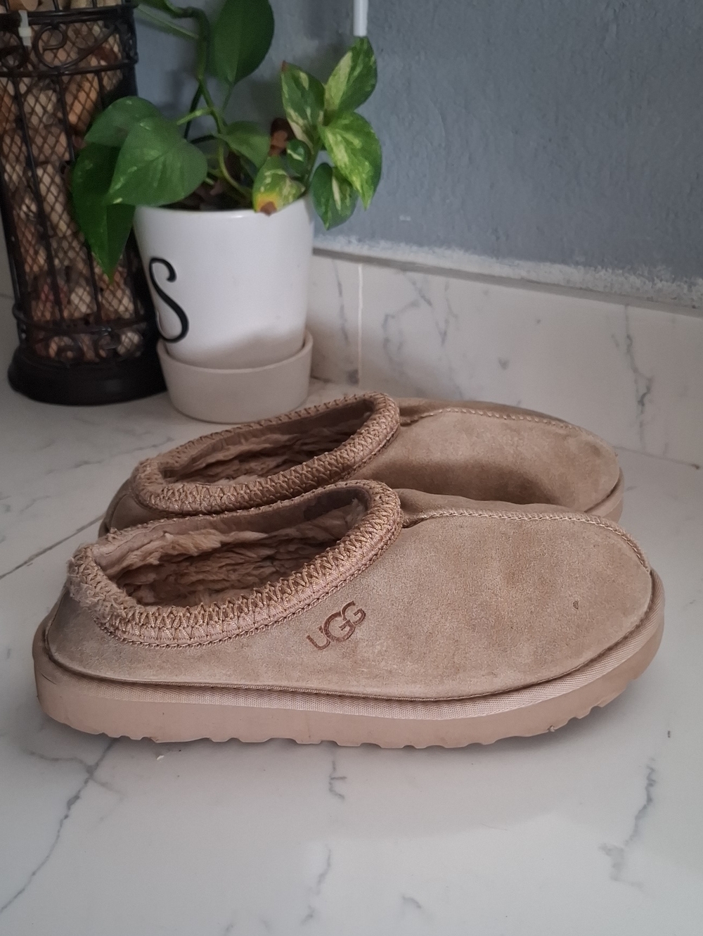 UGG womenSuede Slip-On Cozy Slippers - Tan